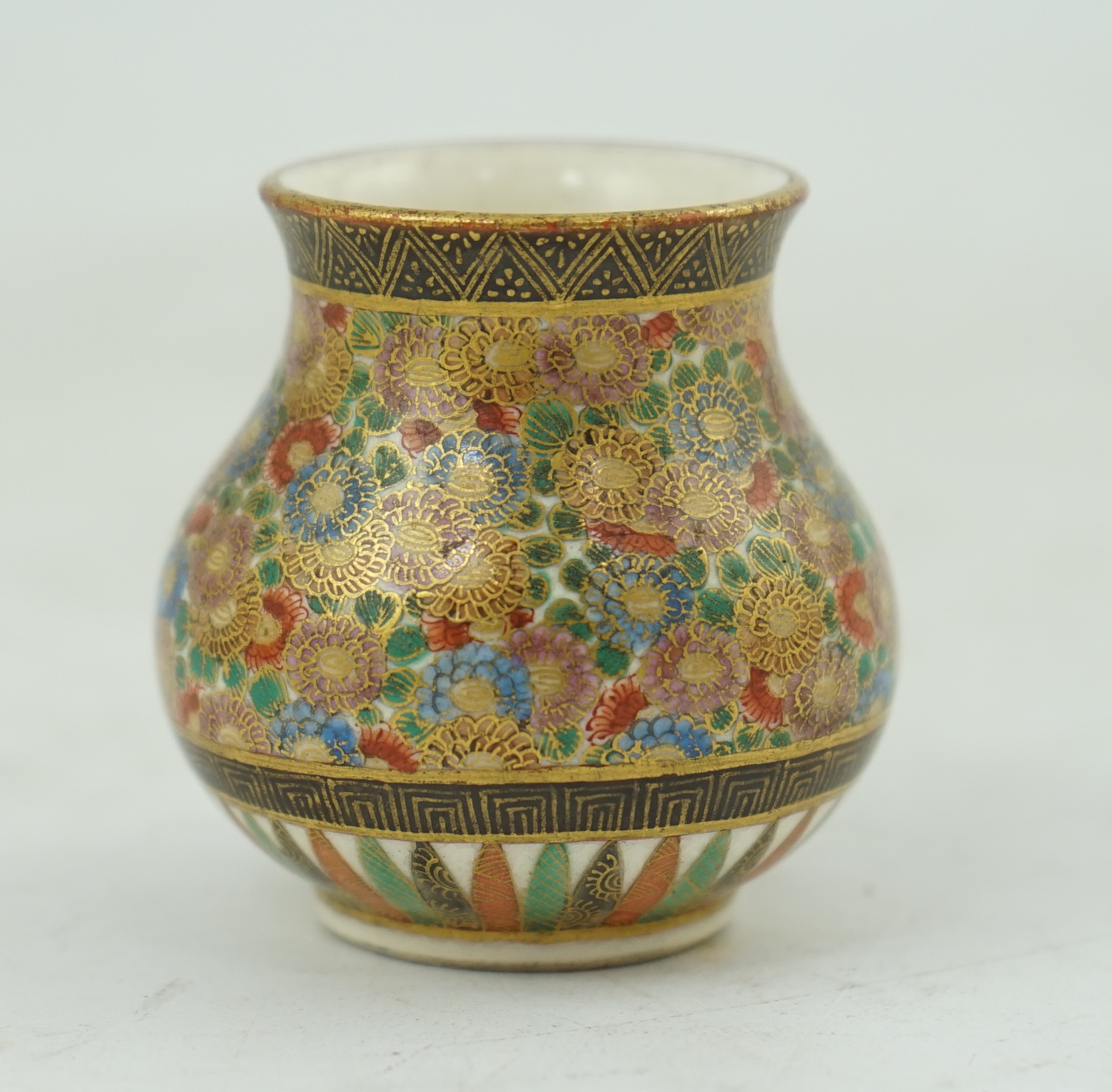 A Satsuma ‘millefleur’ miniature vase, by Kinkozan, early 20th century